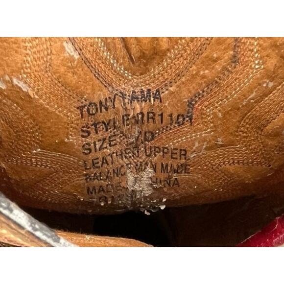 Mens Tony Lama Leather Western Roper Boots Size 7 Brown - Picture 6 of 6